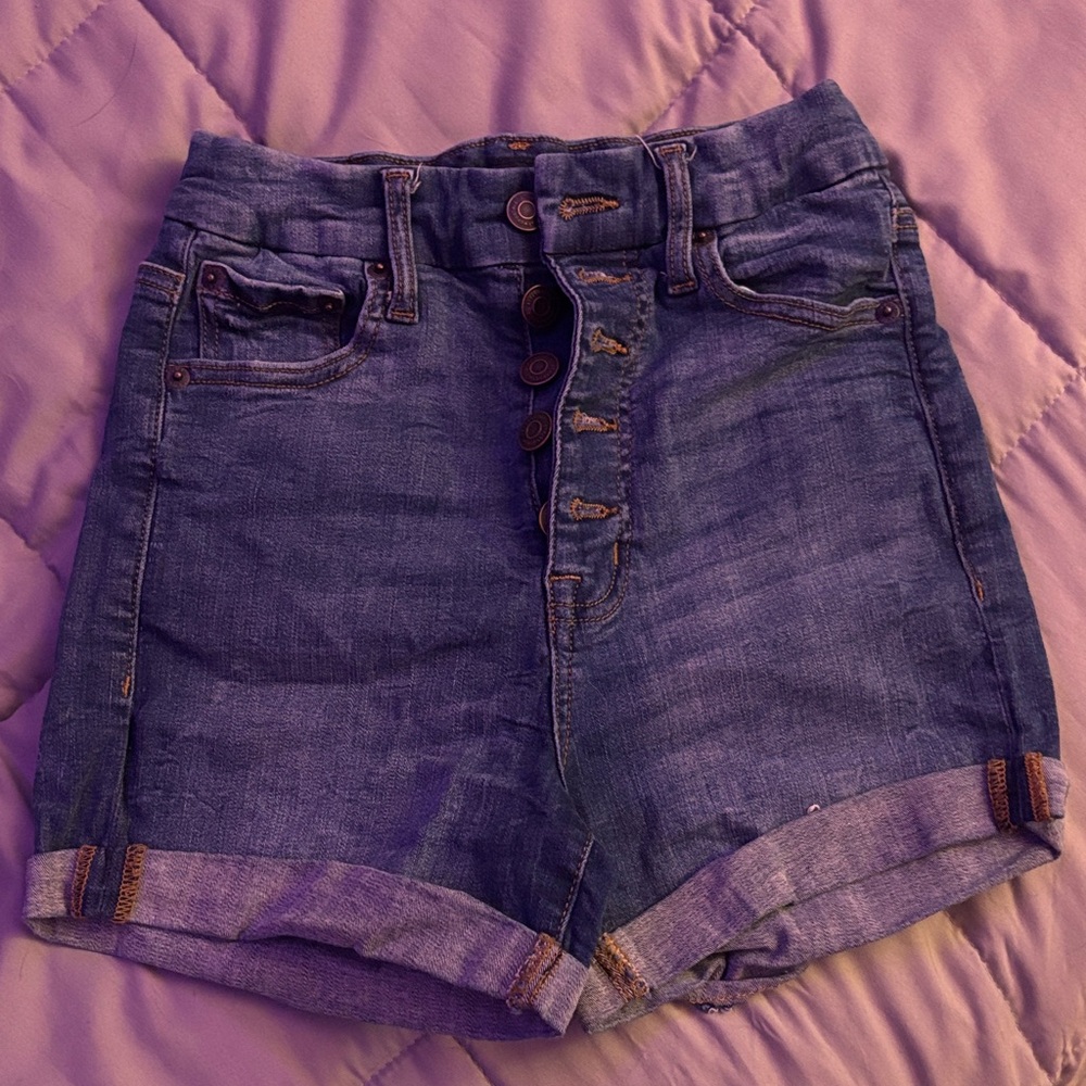 Aeropostale Blue Jean Shorts with Button Detail